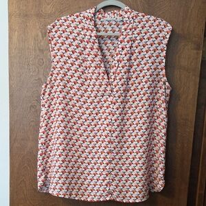 Halogen Vibrant Orange and White Blouse